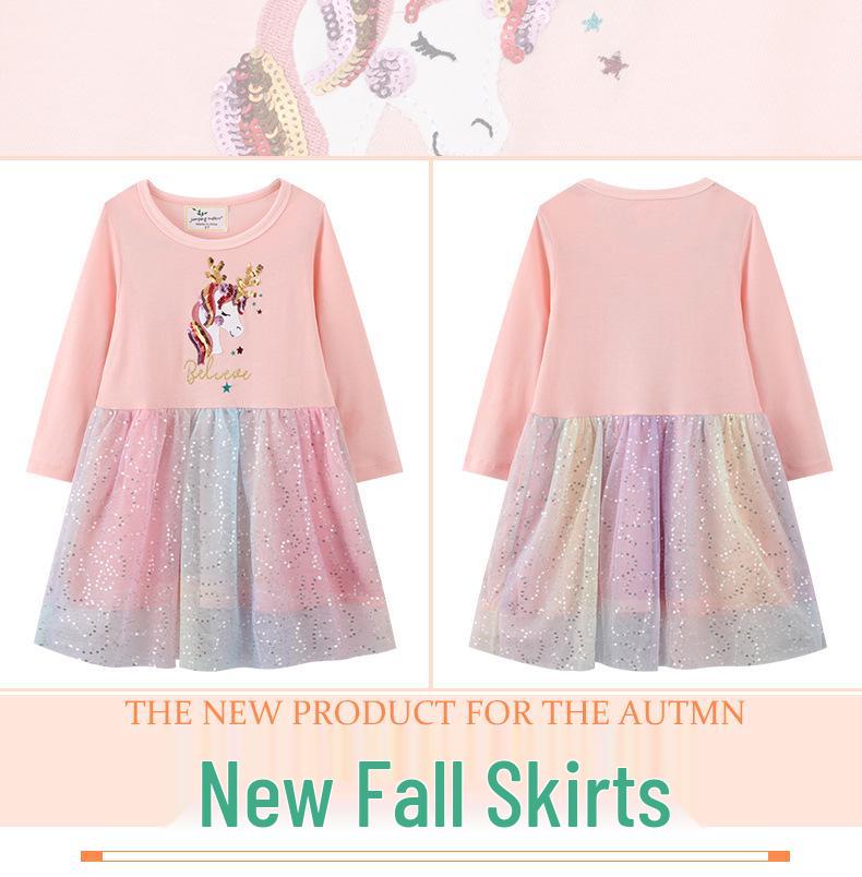 2026 Autumn Children's Christmas Princess Mesh Long Sleeve Dress