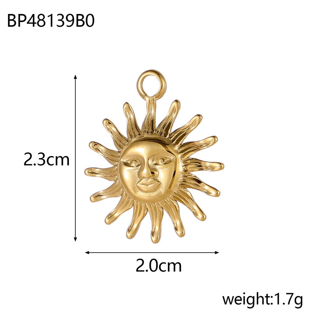 Colorful 18K Gold Plated Oil Drop Stainless Steel Charms Enamel Sun Flower Moon Pendants For Necklace Jewelry Making