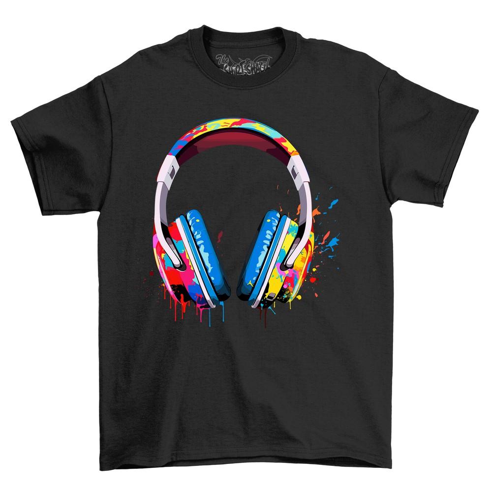 Headphone Paint Drip Design - Funny and Colorful! 100% cotton, Funny t-shirt, Un