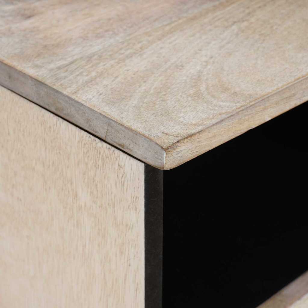 TV Stand Bleached White 100 X 33 X 46 Cm Solid Mango Wood