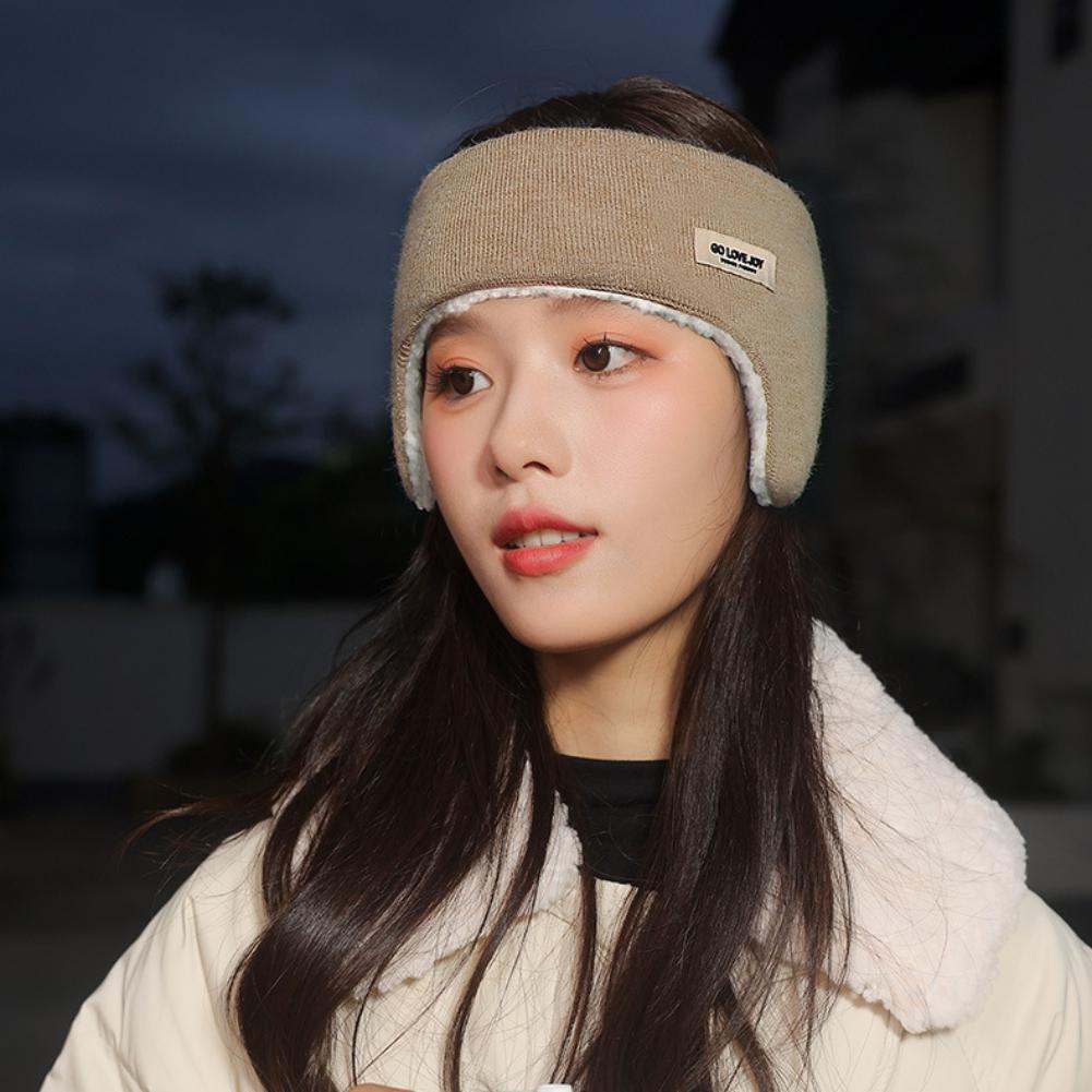 Paraorecchie da donna invernali in pelo di agnello con protezione per le orecchie calda in pile