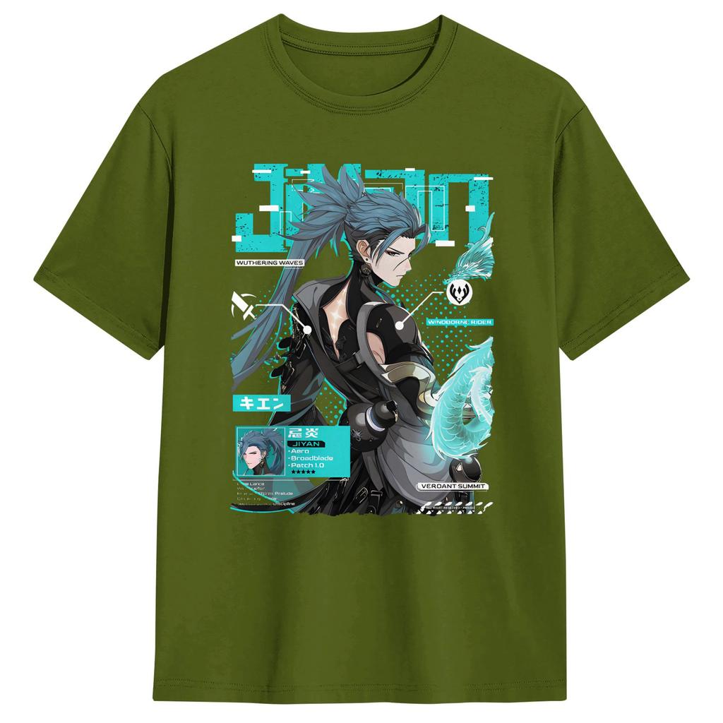 Wuthering Waves Characters Tshirt Summer Jiyan Pure Cotton Tshirts For Male Harajuku Casual Tee Shirt Short Sleeve Top Tees