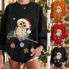 Women's Fashion Casual Christmas Print Round Neck Sweater Loose Sports Tops Pullover