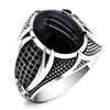 30 Styles Vintage Handmade Turkish Signet Ring For Men Women Ancient Zinc Alloy Color Black Onyx Stone Punk Rings Religious Zircon