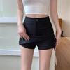 Black Irregular A-line Mini Skirt - Women's 2024 High-Waist Slimming Half Skirt