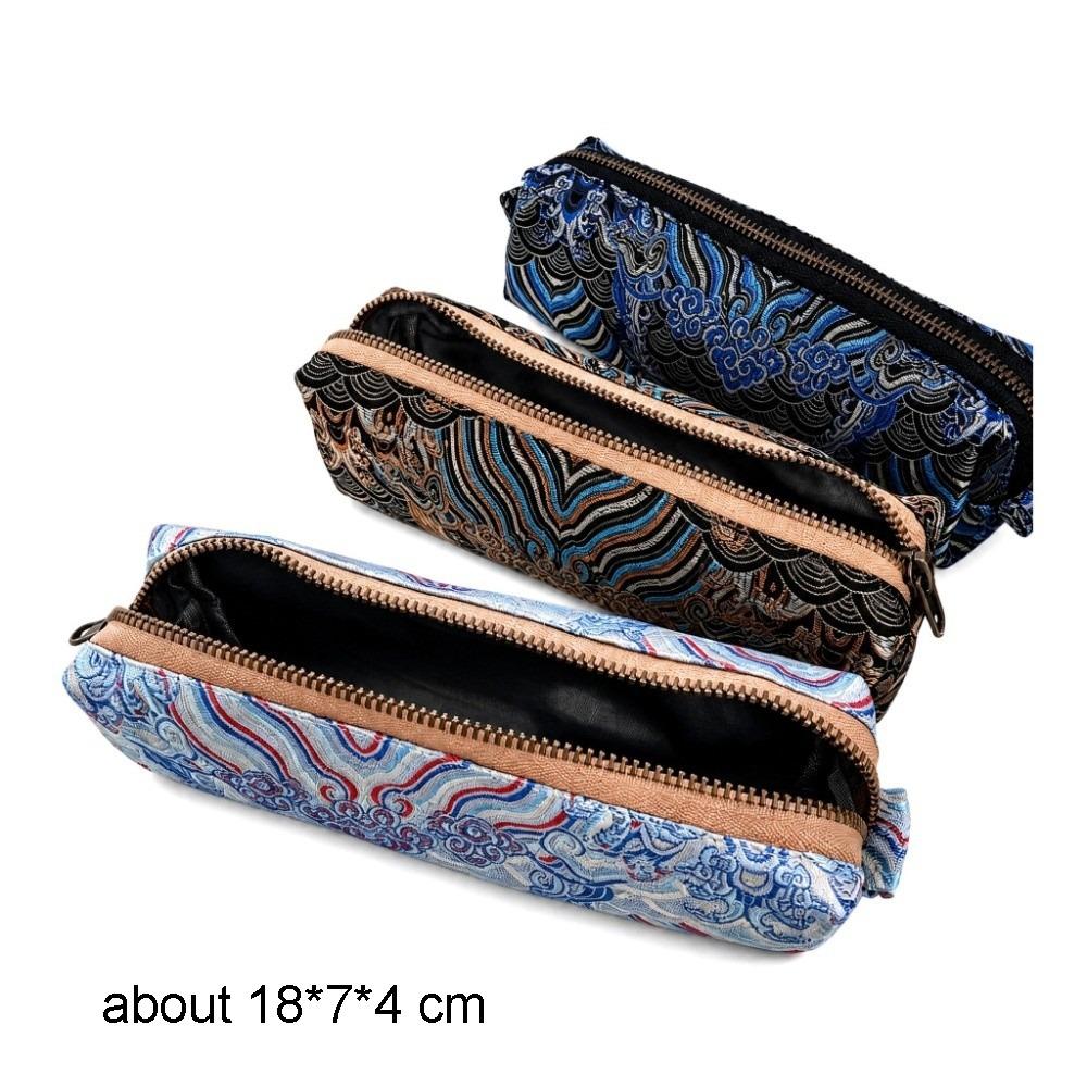 Soft Touch Pencil Case Chinese Style Stationery Case Retro Makeup Brush Bag Students