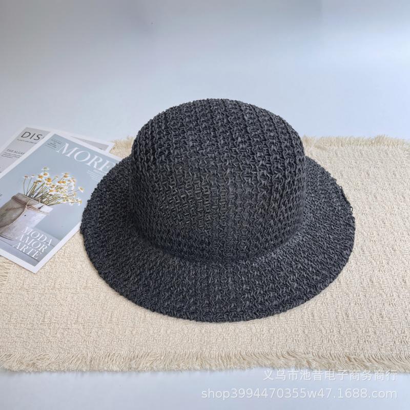Old Money Style Fashion Hollow Woven Flat Top Straw Hat Women's Fashion Summer Beach Vacation Sun Protection Shade Sun Hat Men
