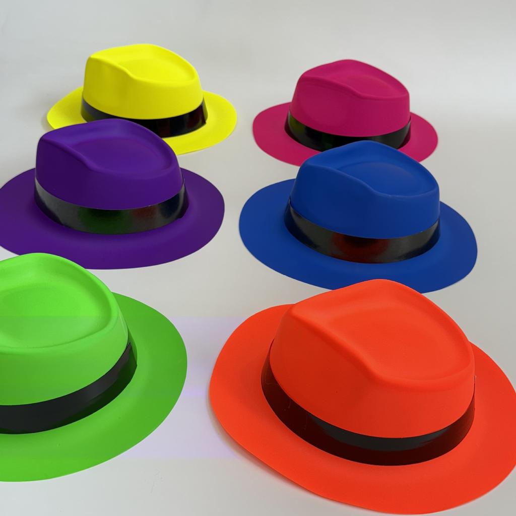 Fashionable fluorescent black belt plastic top hat, retro jazz top hat, British style party decoration hat, adult style hat, cir