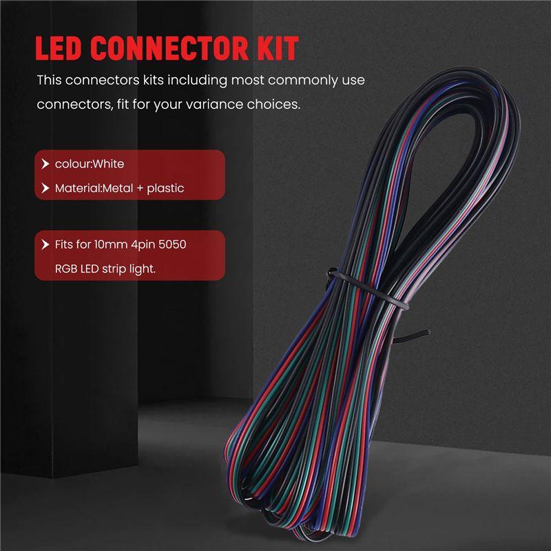 Feb.16.4FT(5M) 4-Pin RGB LED Strip Extension Cable,LED Strips Connectors Kits For 5050 Flexible RGB LED Strip Light