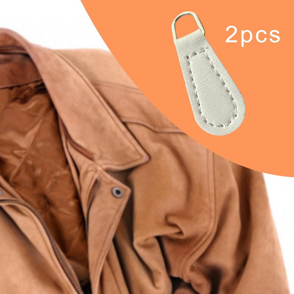 2Pcs Zipper Pulls, Zipper Heads PU Leather Replacement Zip Puller Tags Pull Tabs