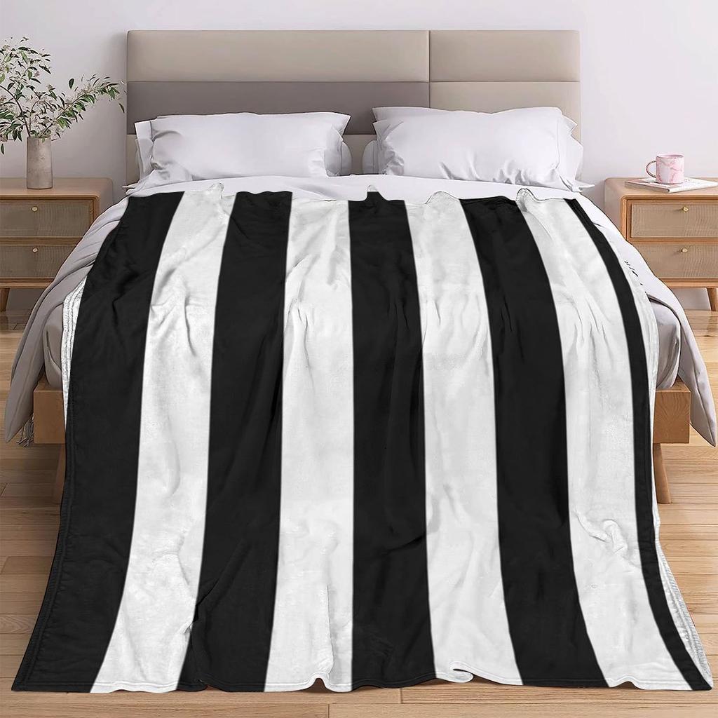 Moderne Schwarz-Weiß-Muster-Druckdecke Weich Gemütlich Ganzjahres Couch Sofa Bett Überwurf Reise Camping Heimdeko