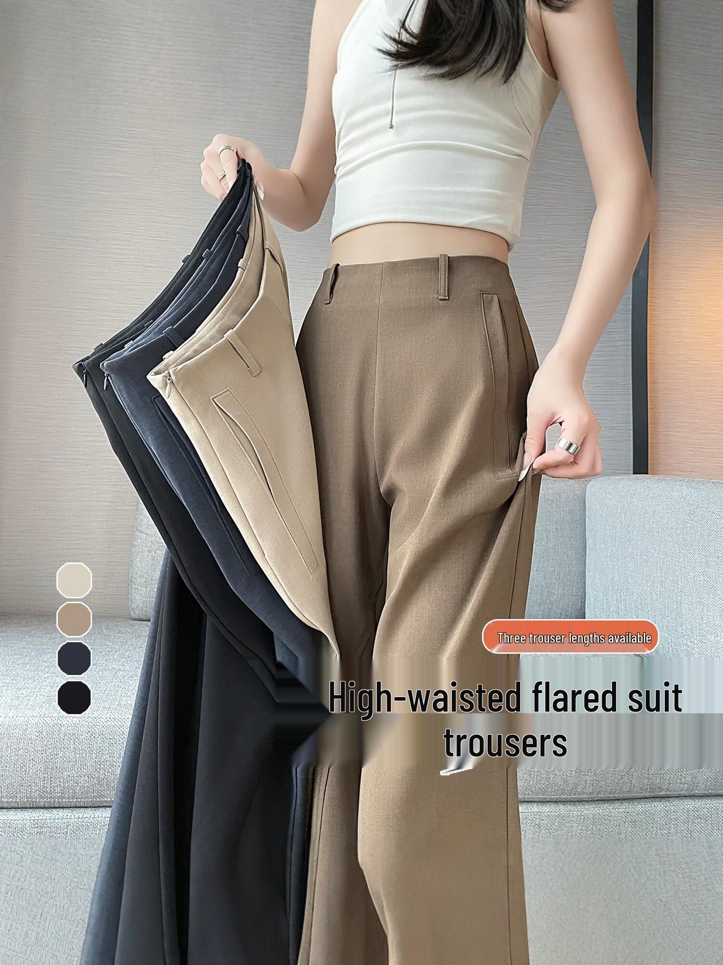 Women s 2026 Slim Fit High Waist Micro Flare Pants: Spring/Summer, Floor Length, Casual Wide Leg Fit S