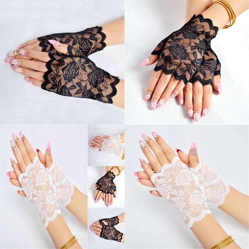 Premium Quality Womens Lace Fingerless Gloves For Evening Bridal Events