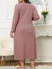 Spring New Arrivals Plus Size Dresses V-Neck Long Sleeve Solid Color Ear Trim Fashion Women's Clothing