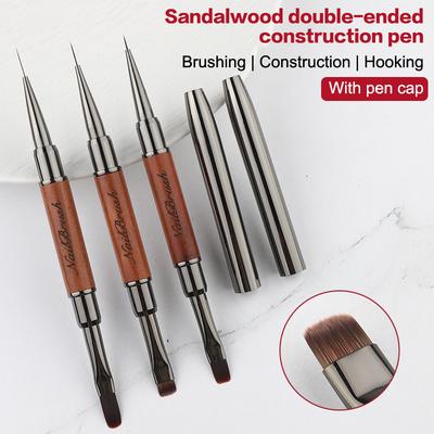 Sandałowe dwustronne pióro z klejem do paznokci Pędzelek żelowy UV Pędzelek do malowania zdobień paznokci Pędzelek do linii żelowych przedłużających Narzędzie do manicure