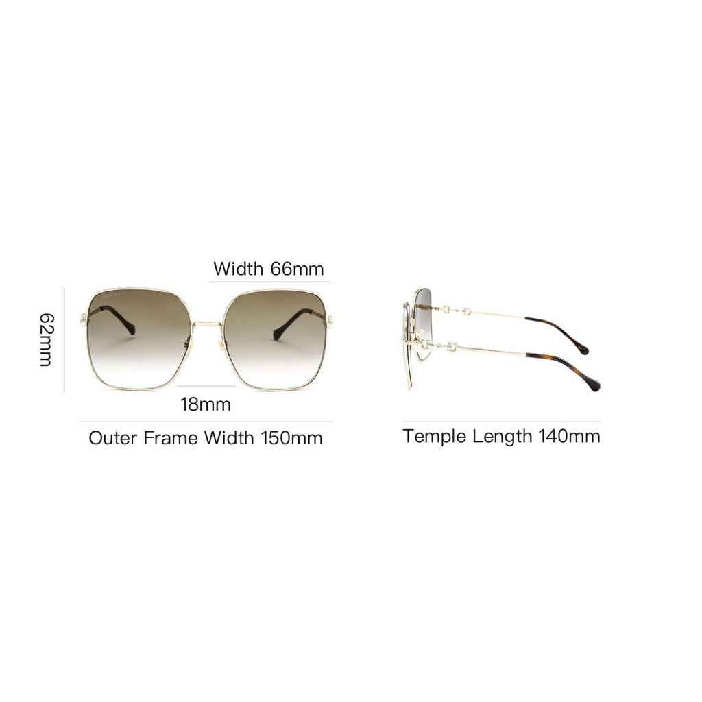 Gucci Horsebit Series Side Letter Engraving Vintage Square Sunglasses Women Sunglasses Brown GG0879S-002