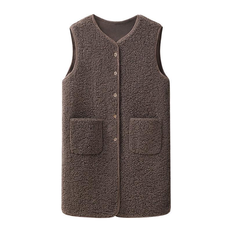 

Новый пушистый жилет средней длины 2024 - Универсальный, теплый, без рукавов, осенне-зимний модный жилет для мам S fits 80-100 jin