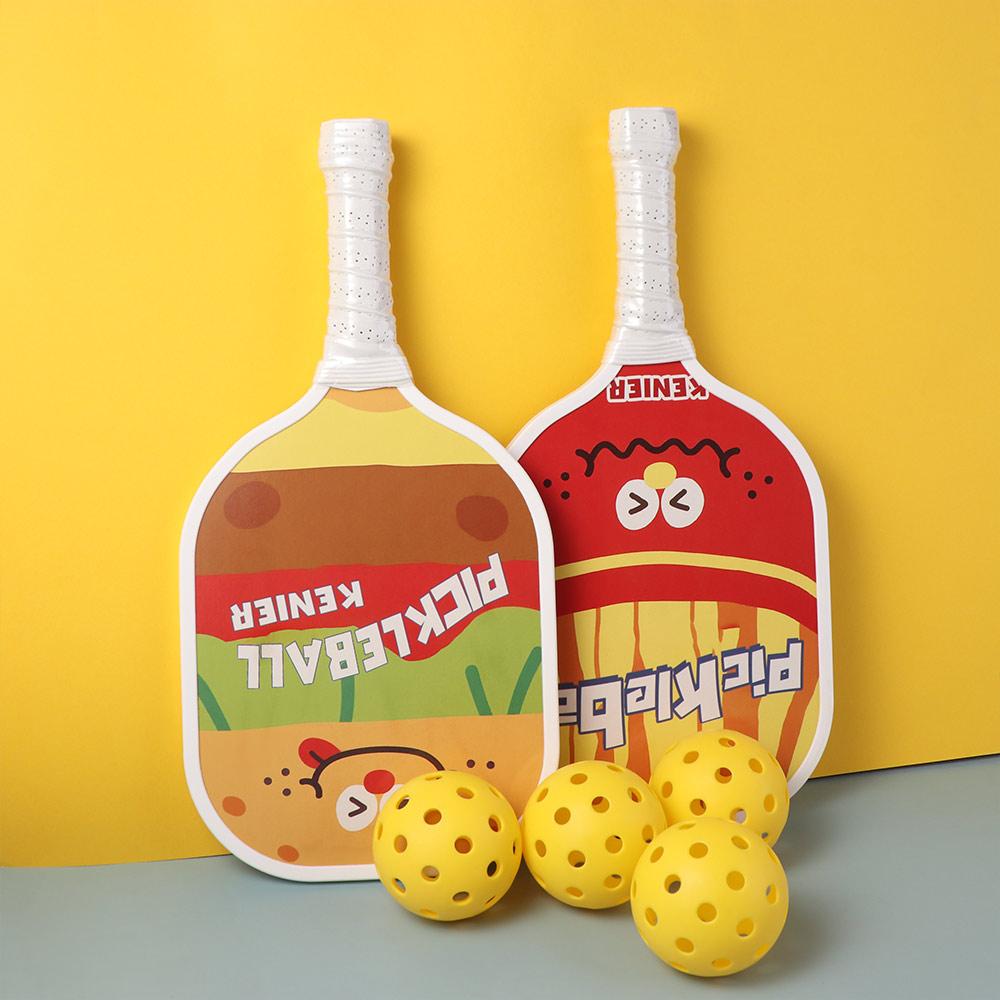 4 Balls Fiberglass Pickle Ball Paddles Pickleball Training Equipment  Outdoor  Sports