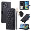 Applicable to iPhone16 mobile phone leather case 13Pro small fragrant wind rhombus plaid diagonal span leather case 14plus portable rope