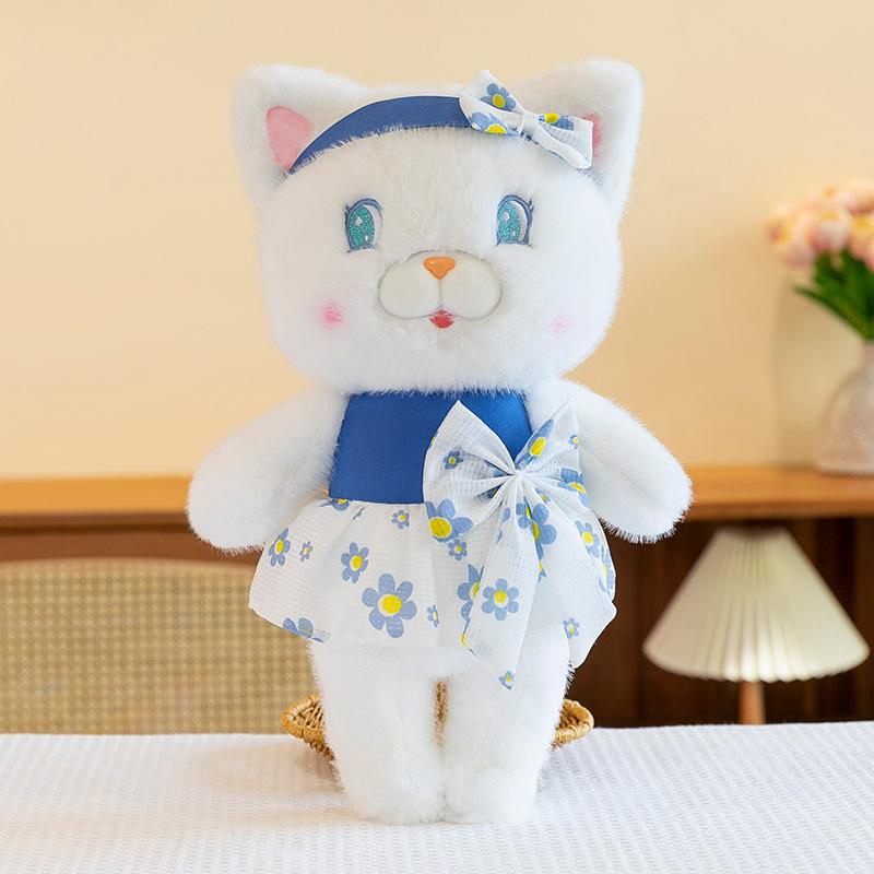 Lady Floral Skirt Cat Plush Toy Girl Birthday Gift Rabbit Throw Pillow Bow Doll Exchange