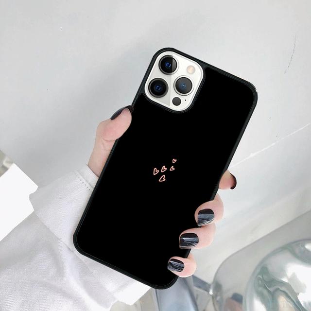 Black Simple Lines Love Heart black Phone Case Cover For iPhone 17 Air 15 Pro MAX 16 Plus 14 12 11 13 coque