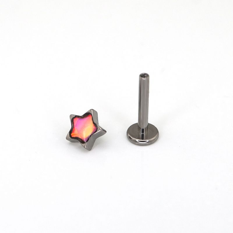 

Серьги-лабреты Shinma F136 из титанового сплава с опалом «Магический цвет», серьги-пусеты в виде пятиконечной звезды Yabi с внутренней резьбой, пирсинг хряща уха [Strawberry Powder] Rod 1.2mm thick and 8mm long