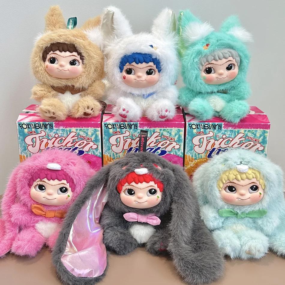 Wakuku FoxandBunny Trickor Treat Blind Box Cute Action Figure Mystery Box Fox Bunny Anime Doll Keychain Kid Suprise Christmas High Quality Toys