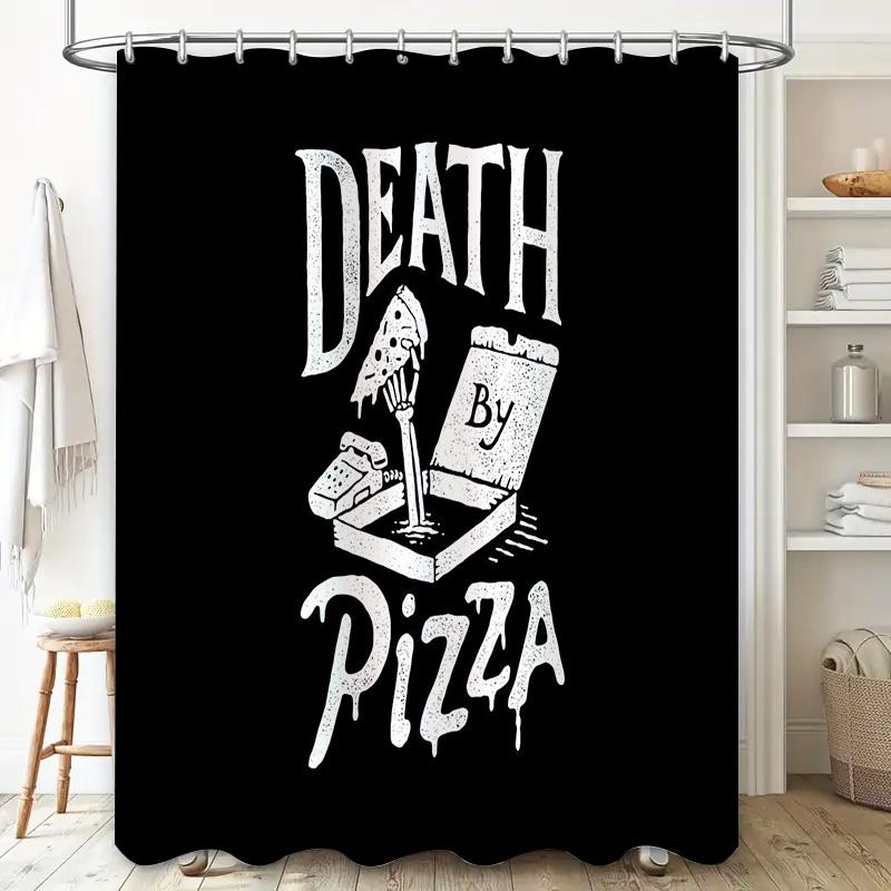 Spooky Pizza Horror Shower Curtain Gothic Creepy Food Art Bathroom Decor Halloween Gift Unique Design Home Textile