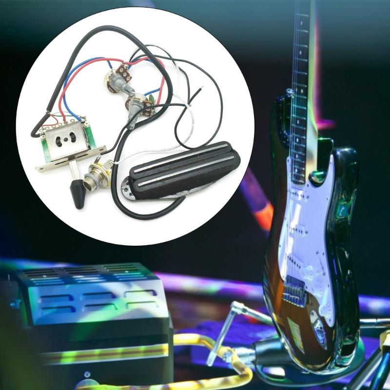 Prewired Guitar Wiring Harness with Double Hot Rail Pickups Sets 1 Tone 1 Volume 3 Way Switch 1 Jack for Electric Guitar