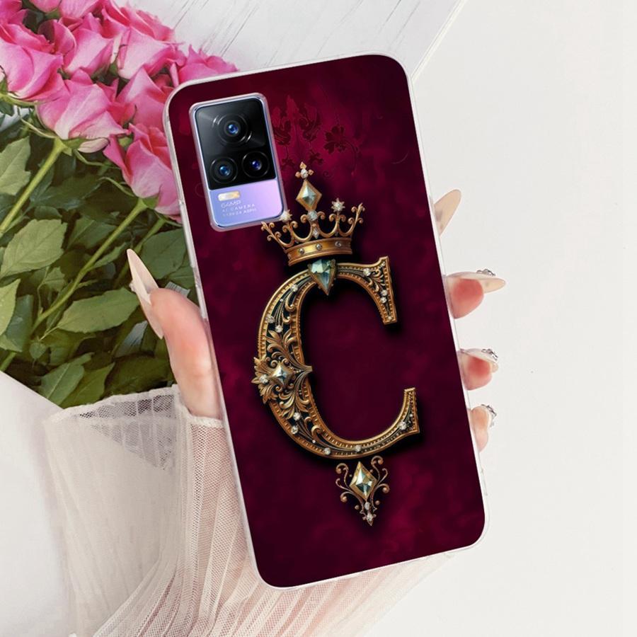 For Vivo V21e V2061 Y73 2021 Case Initial Letter Silicone Protective Soft Back Cover Case For VivoV21e 5G Case V2055 Phone Funda