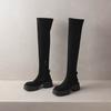 Krazing Pot Microfiber Autumn Winter Shoes Thick Bottom Flat Platform Size 43 Long Boots Zipper Over-the-knee Boots