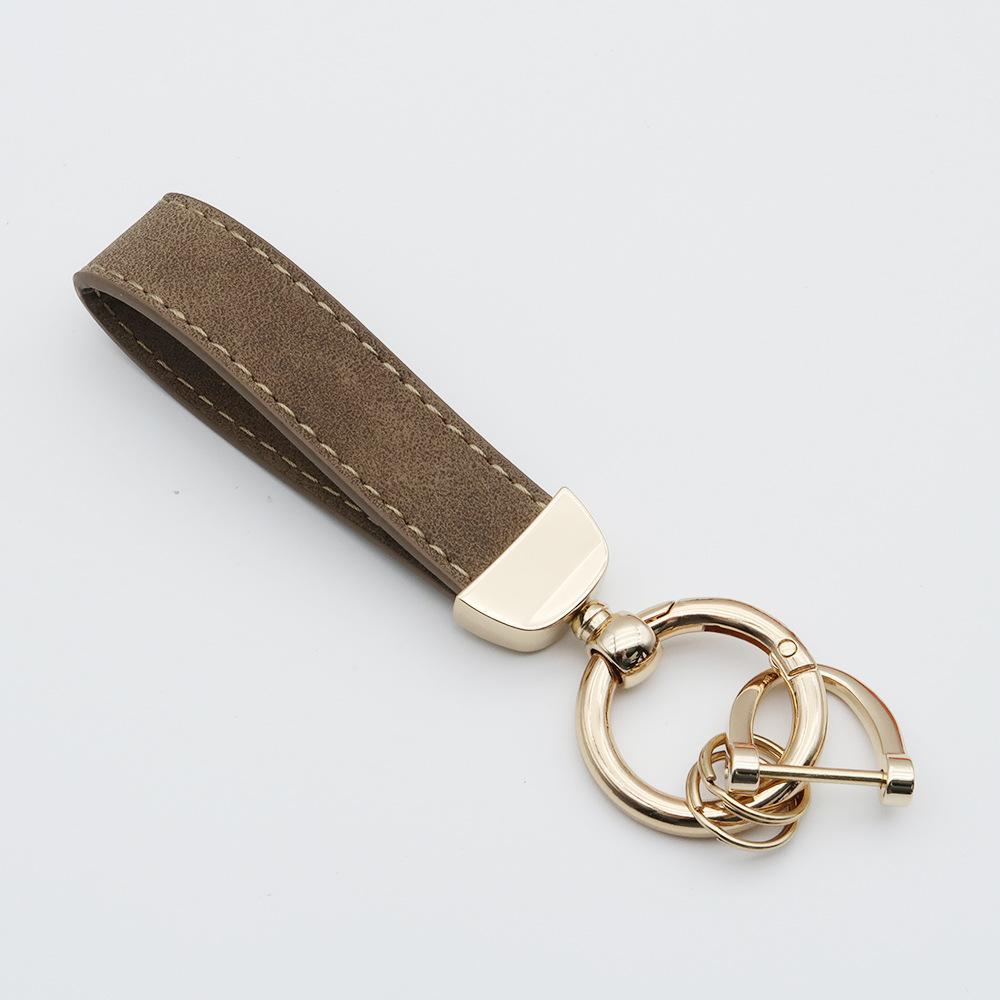 Custom LOGO Suede Leather Keychain Vintage Laser Engrave Car Key Ring Holder for Men and Women Personalized Key Chains Ring