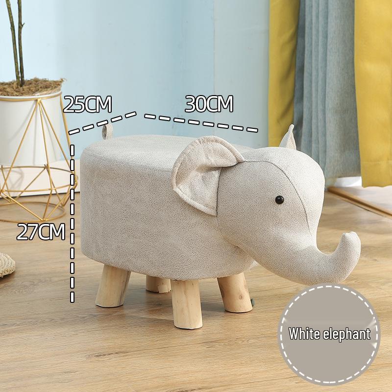 Children's Solid Wood Elephant Stool - Cute, Creative, Cartoon Animal Design for Home and Shoe Changing