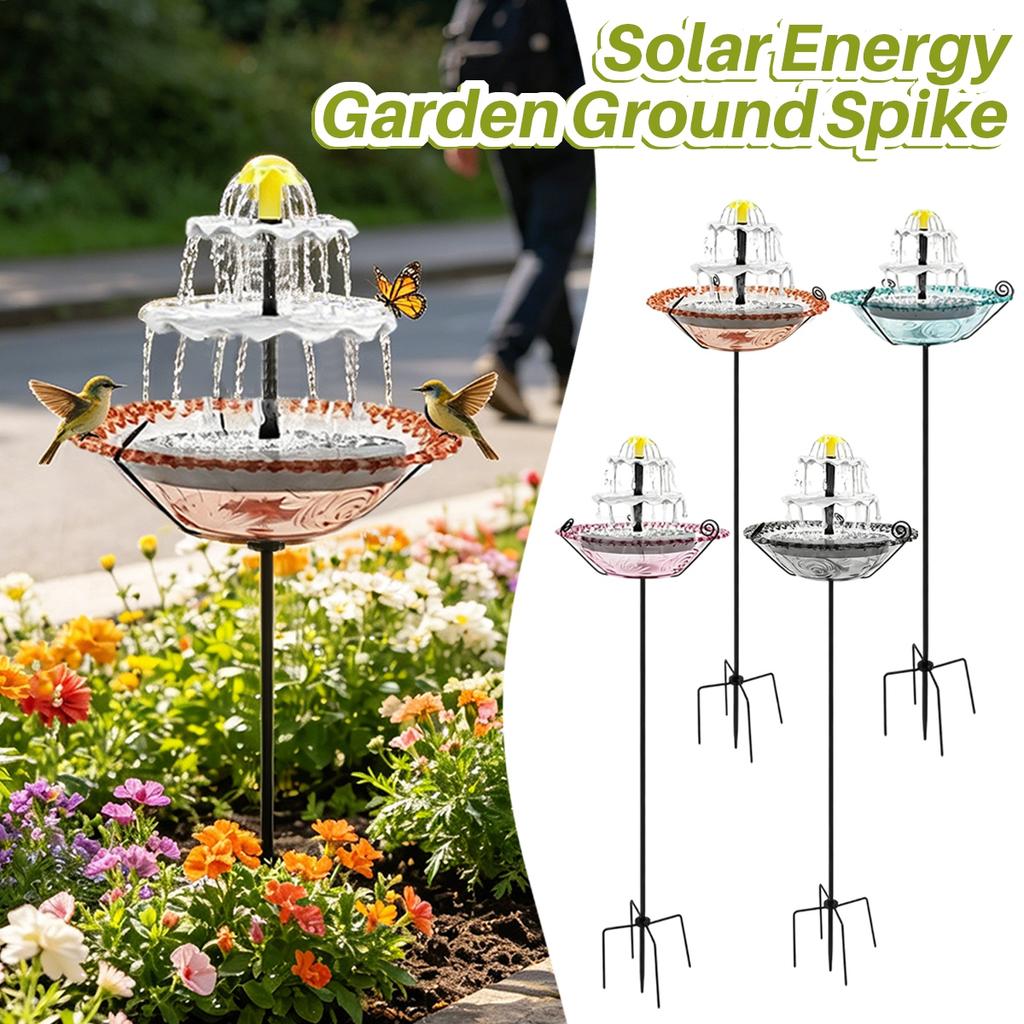 Outdoor Powered Bird Bath Glass with Stand Upgraded Spray for Garden Landscape Feature