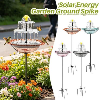 Outdoor Solar Powered Bird Feeder Fountain with Integrated Water Pump for Garden Lawn Patio Decoration Bird Bath Feature