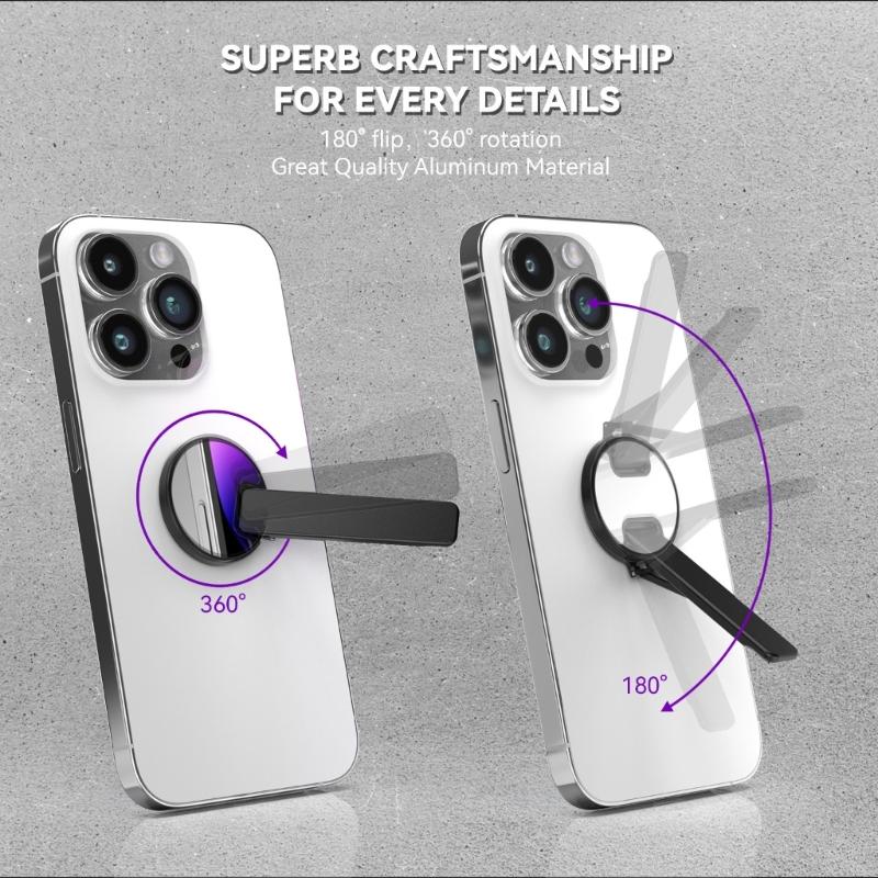 Upgraded Small Phone Stand Holder Small Mirror Design Desktop Phone Stand 360° Rotation 180° Flip Stick Type Design