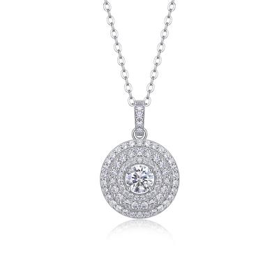 Fashion Round Luxury Pendant Female S925 Silver Light Luxury High-End D-Color Moissanite Necklace
