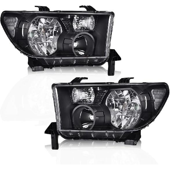 PIT66 Headlight Assembly Fit for 2007-2013 Tundra (W/O Headlight Leveling Model) Fit 2008-2017 Sequoia (12-14 Sequoia WITHOUT Headlight Washer Only)