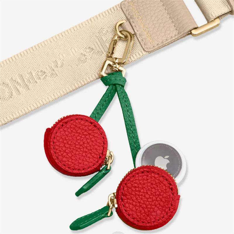 Spot PU Leder Besticktes Münzfach & Schlüsselanhänger - Lychee-Narbenleder, Erdbeere, Zitrone, Apfel, Avocado, Ananas Designs