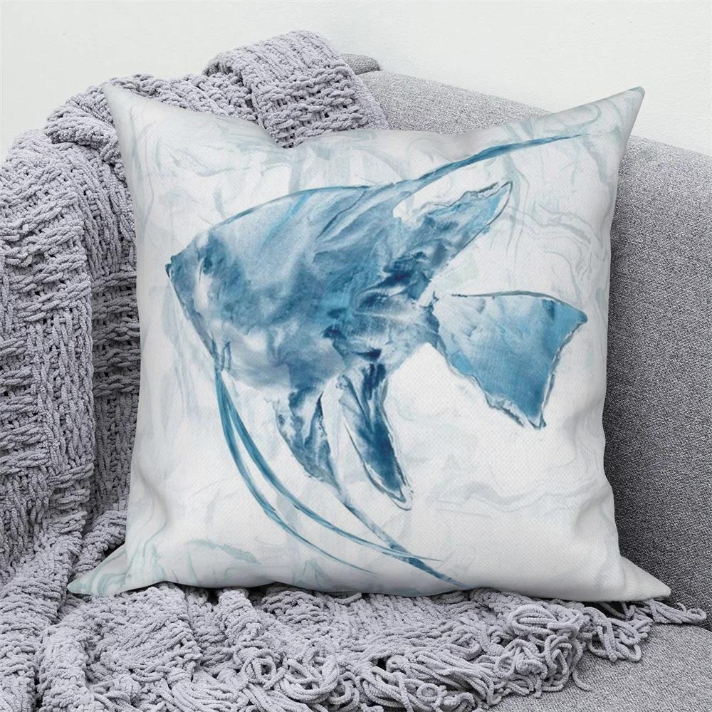 Ocean Sea Animal Blue Pillowcase Sofa Cushion Cover Decoration Bedroom  Throw