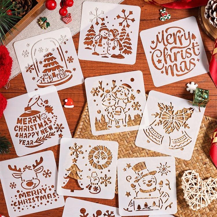 Christmas Stencils For Crafts Reusable Christmas Tree Stencil Hollow Drawing Stencils Educational Holiday Stencils Christmas