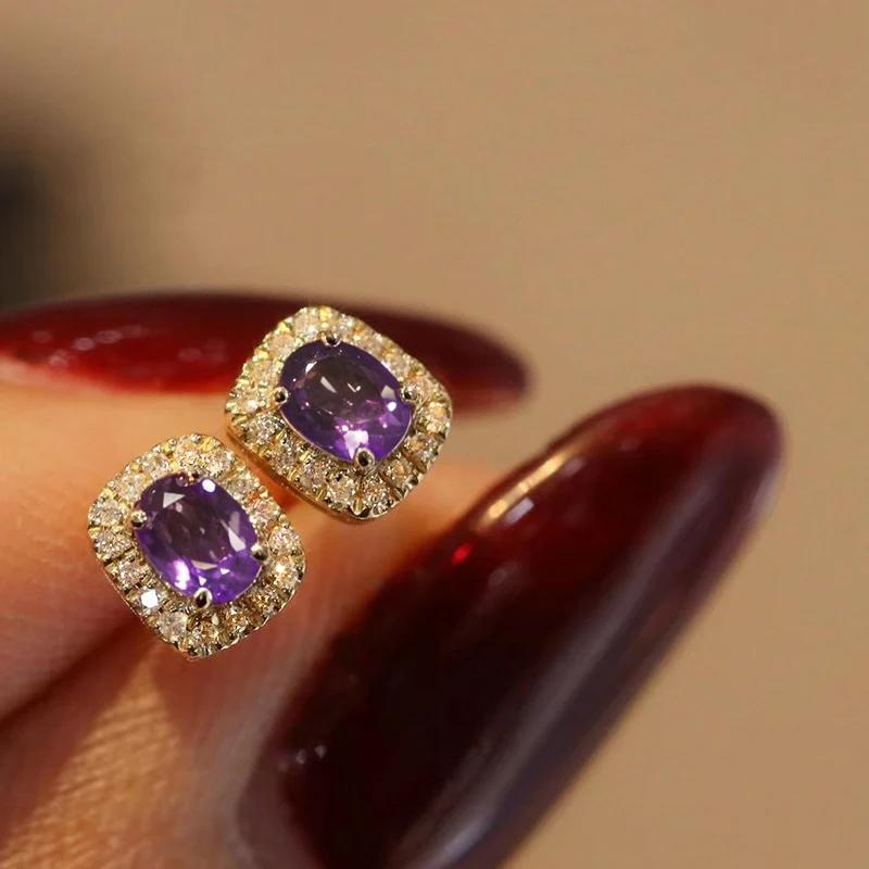 Fashion Red Cubic Zirconia Stud Earrings Luxury Gold Color Wedding Ear Accessories for Women Versatile Jewelry Wholesale
