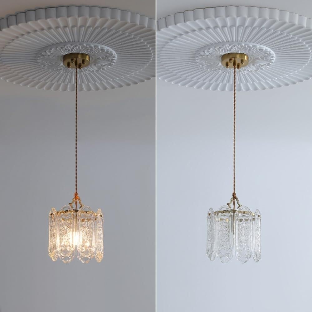 Nordic Modern Pendant Lighting Fixture Vintage Glass Pendant Lights Cylinder Drum Ceiling Hanging Lamp French Country Chandelier for Dining Room