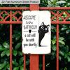 2D Flat, 1pc Vintage Humorous Aluminium Wall Art Sign "Welcome To The Bathroom, A Cat Will Be with You Shortly"- 8"x12" Aluminium Rustic Bathroom