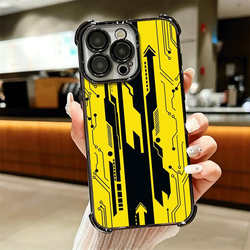 Cyberpunk Aesthetics Plating Phone Case For Iphone 16 17 Pro Max Air 16E 14 15 Plus 12 13 Mini Anti-Fall Airabag Cover