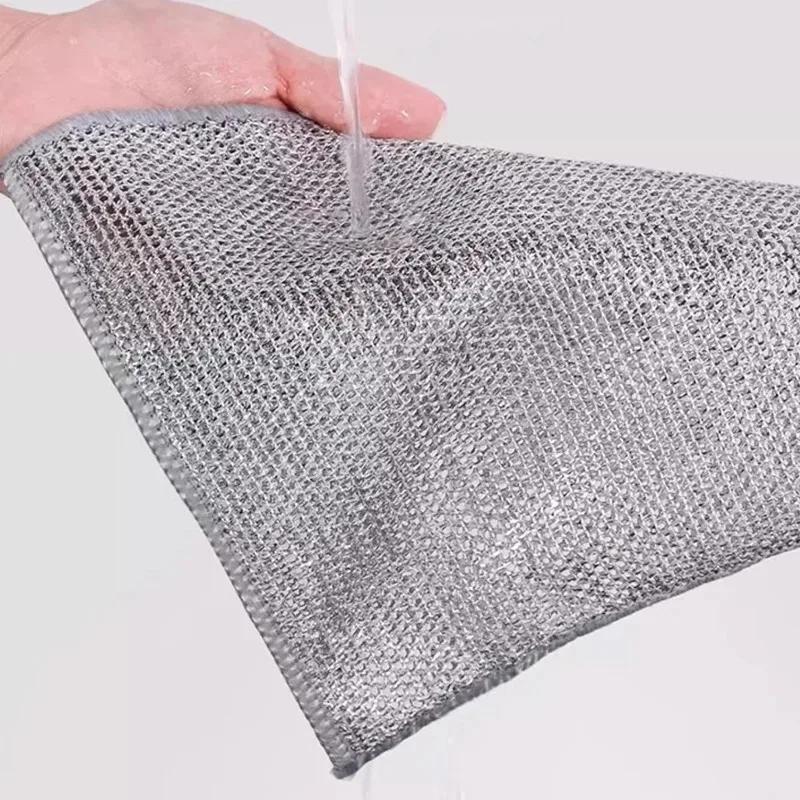 

50/5 шт. тряпка для чистки проводов, двухсторонняя утолщенная металлическая серебряная проволока, тряпки для кухонной посуды, горшок, тряпки для мытья посуды, инструменты для чистки полотенец 10pcs Single Layer