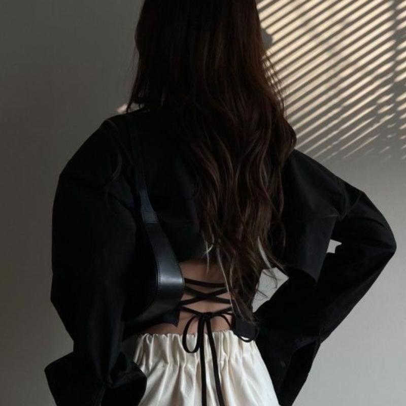 Gömlek Kadın Hotsweet Moda Şık Bandaj Tasarım Basit Ince Bahar Öfke Kore Tarzı Katı Tüm Maç Rahat Harajuku Kızlar