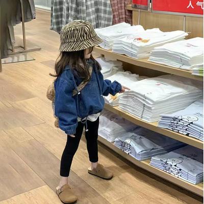 Veste en jean à capuche pour filles, couleur unie coréenne avec hauts en coton