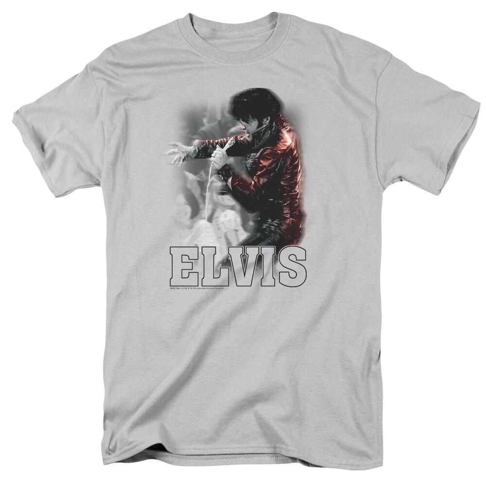 Elvis Presley Black Leather T Shirt Mens Licensed The King Tee Silver XL