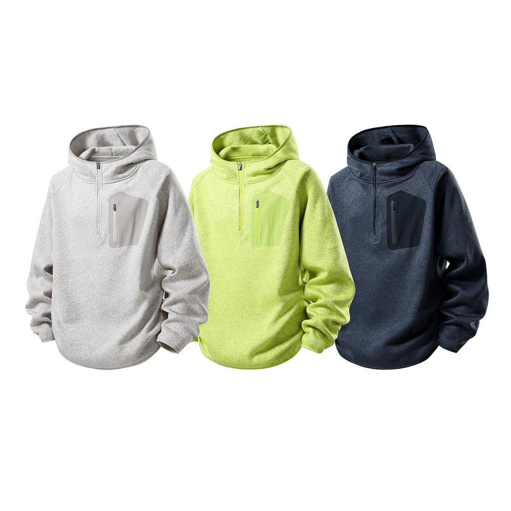 Men's Winter Sporty Loose-Fit Half-Zip Hoodie - American Mountain Style